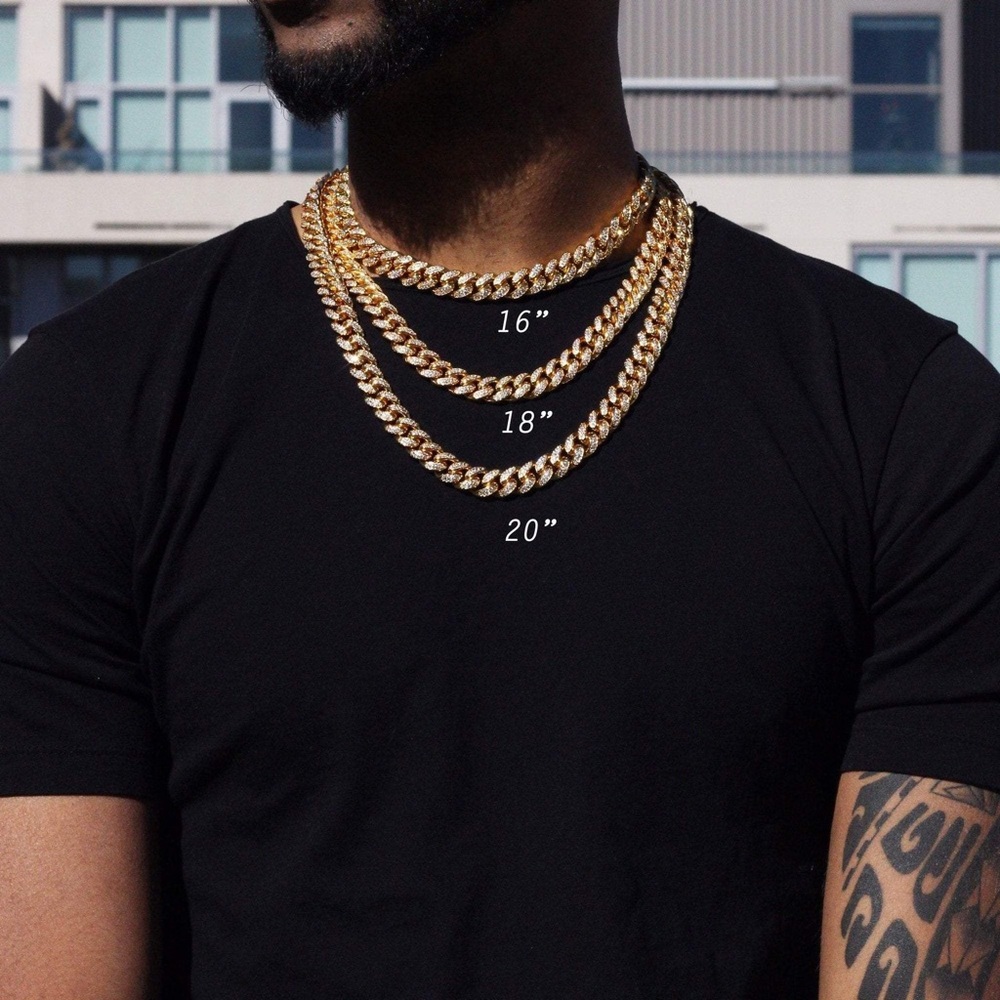 Men’s Gold Plated Tennis Cuban Chain Necklace - Picture 3 of 3